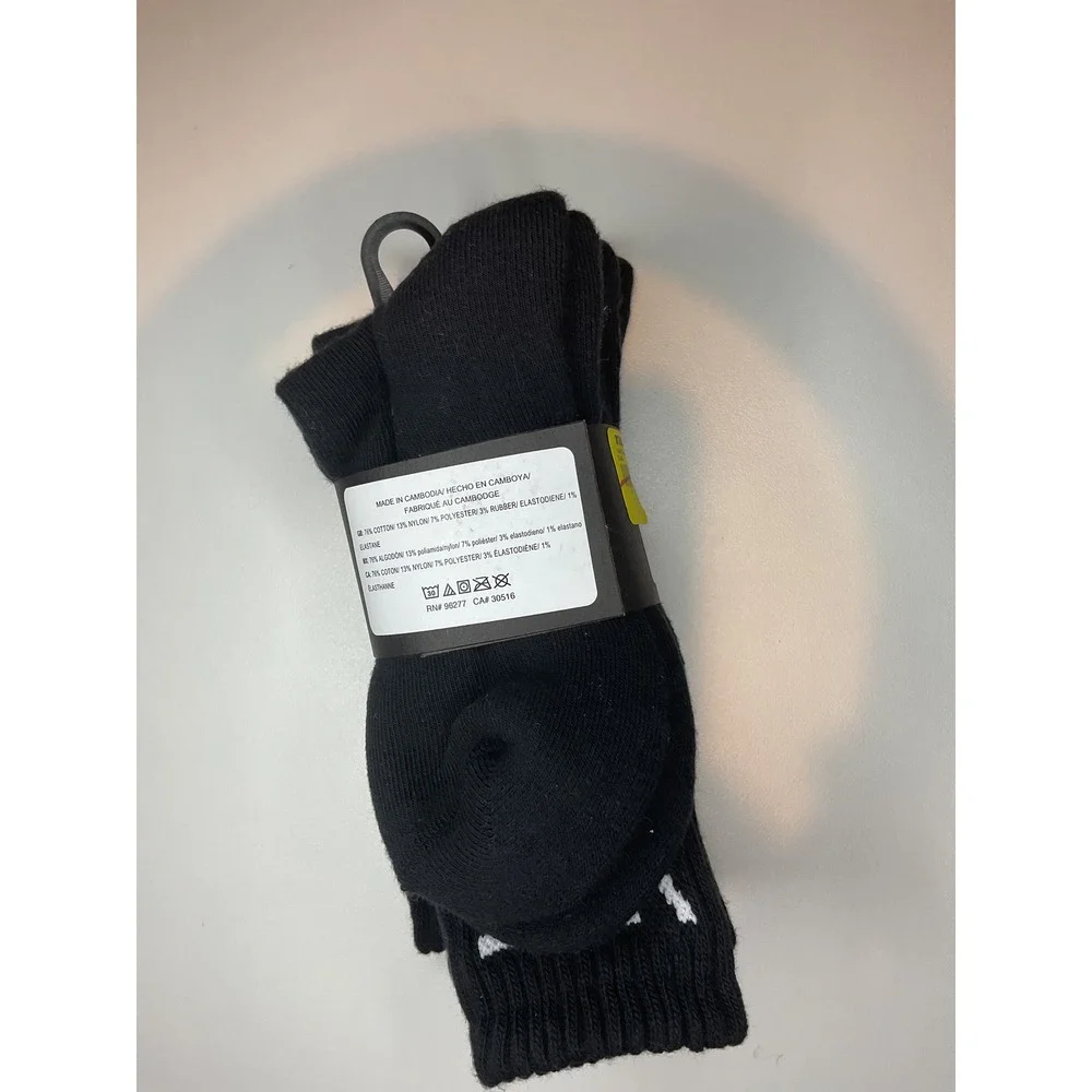 Vans Boys Classic Crew Socks 3 Pack Black White Logo VN000EZ1 Size 1-6 NEW